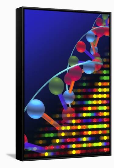 DNA Microarray And Double Helix-PASIEKA-Framed Stretched Canvas