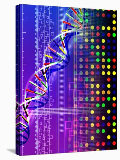 DNA Microarray And Double Helix-PASIEKA-Stretched Canvas