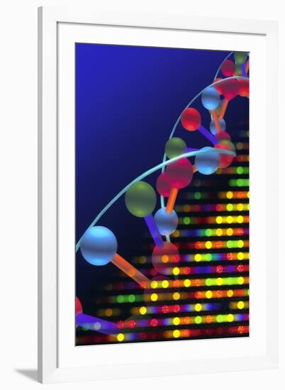 DNA Microarray And Double Helix-PASIEKA-Framed Photographic Print