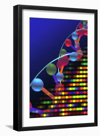 DNA Microarray And Double Helix-PASIEKA-Framed Photographic Print