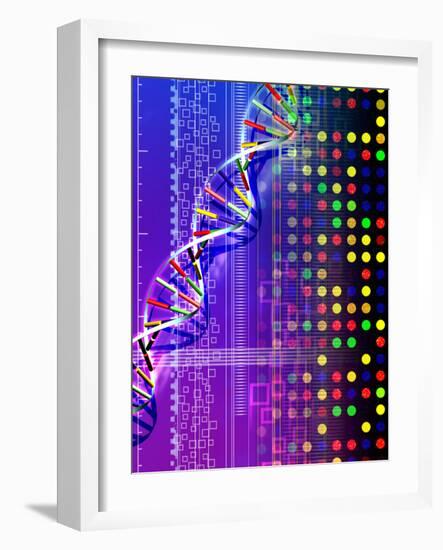 DNA Microarray And Double Helix-PASIEKA-Framed Photographic Print