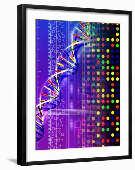 DNA Microarray And Double Helix-PASIEKA-Framed Photographic Print