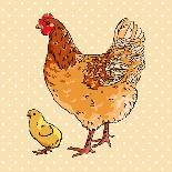 Realistic Black Chicken and Baby Chick Side View-dNaya-Art Print