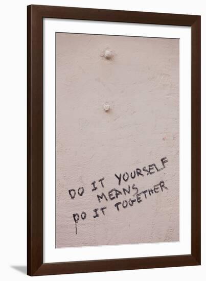 Do it yourself means do it together sign on wall, Altstadt, Freiburg Im Breisgau, Black Forest,...-null-Framed Photographic Print