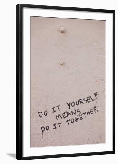 Do it yourself means do it together sign on wall, Altstadt, Freiburg Im Breisgau, Black Forest,...-null-Framed Premium Photographic Print