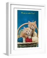 Do You See What I See? Kittens in Basket with Yarn-null-Framed Art Print