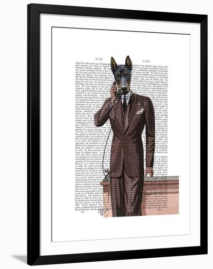 Doberman on Phone-Fab Funky-Framed Art Print