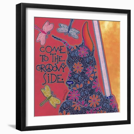 Doberman Pinscher (Come to the Groovy Side)-Denny Driver-Framed Premium Giclee Print