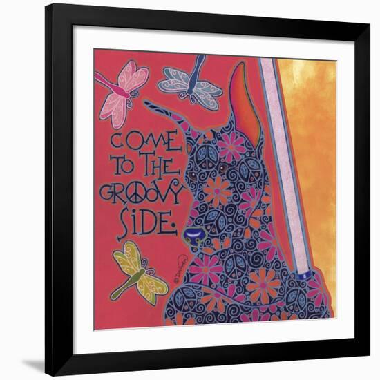 Doberman Pinscher (Come to the Groovy Side)-Denny Driver-Framed Giclee Print