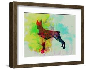 Doberman Pinscher Watercolor-NaxArt-Framed Art Print