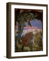 Dobrynia Nikitich Combattant Gorynych. (Dobrynya Nikitich Fought Zmey Gorynych). Legende Traditionn-Victor Mikhailovich Vasnetsov-Framed Giclee Print