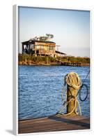 Dock and House across Bayou Petit Caillou, Cocodrie, Louisiana, USA-Alison Jones-Framed Photographic Print