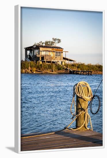 Dock and House across Bayou Petit Caillou, Cocodrie, Louisiana, USA-Alison Jones-Framed Photographic Print