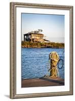 Dock and House across Bayou Petit Caillou, Cocodrie, Louisiana, USA-Alison Jones-Framed Photographic Print