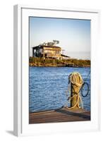 Dock and House across Bayou Petit Caillou, Cocodrie, Louisiana, USA-Alison Jones-Framed Photographic Print