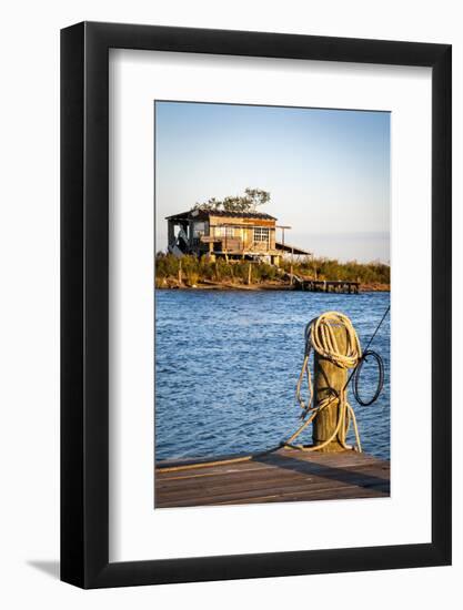 Dock and House across Bayou Petit Caillou, Cocodrie, Louisiana, USA-Alison Jones-Framed Photographic Print