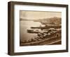 Dock Area and Pedestrians near Railroad-D. V. Byron-Framed Photographic Print