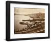 Dock Area and Pedestrians near Railroad-D. V. Byron-Framed Photographic Print