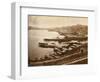 Dock Area and Pedestrians near Railroad-D. V. Byron-Framed Photographic Print