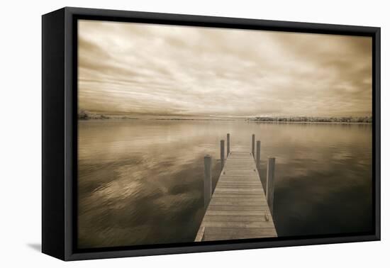 Dock at Crooked Lake, Conway, Michigan 09-Monte Nagler-Framed Stretched Canvas