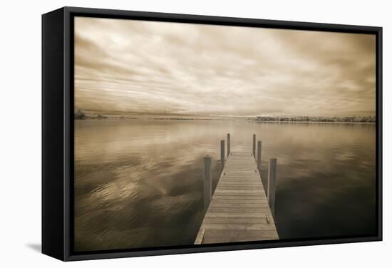 Dock at Crooked Lake, Conway, Michigan 09-Monte Nagler-Framed Stretched Canvas