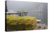 Dock, Boathouse in Fog, New Harbor, Maine, USA-Lynn M^ Stone-Stretched Canvas