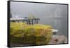 Dock, Boathouse in Fog, New Harbor, Maine, USA-Lynn M^ Stone-Framed Stretched Canvas