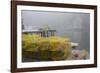 Dock, Boathouse in Fog, New Harbor, Maine, USA-Lynn M^ Stone-Framed Photographic Print