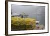 Dock, Boathouse in Fog, New Harbor, Maine, USA-Lynn M^ Stone-Framed Photographic Print