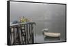 Dock, Lobster Trap Roping, and Boathouse in Fog, New Harbor, Maine, USA-Lynn M^ Stone-Framed Stretched Canvas