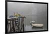 Dock, Lobster Trap Roping, and Boathouse in Fog, New Harbor, Maine, USA-Lynn M^ Stone-Framed Photographic Print