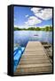 Dock on Lake in Summer Cottage Country-elenathewise-Framed Stretched Canvas