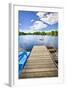 Dock on Lake in Summer Cottage Country-elenathewise-Framed Photographic Print