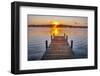 Dock on Long Lake at sunrise, Bridgton, Maine-Lisa Engelbrecht-Framed Photographic Print