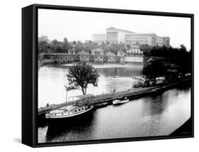 Dock on the River by the Art Museum, Philadelphia, Pennsylvania-null-Framed Stretched Canvas