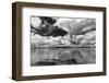 Dock reaches out into Skidoo Bay in Flathead Lake near Polson, Montana, USA-Chuck Haney-Framed Photographic Print