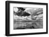 Dock reaches out into Skidoo Bay in Flathead Lake near Polson, Montana, USA-Chuck Haney-Framed Photographic Print