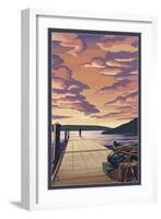 Dock Scene and Lake-Lantern Press-Framed Art Print