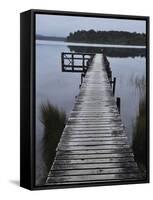 Dock, Shanghai Bay, Lake Mahinapua, West Coast, South Island, New Zealand, Pacific-Jochen Schlenker-Framed Stretched Canvas