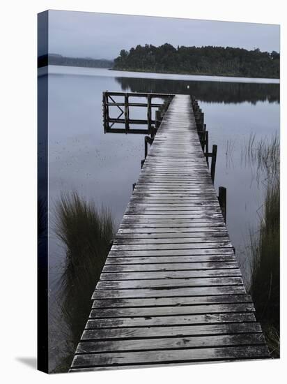 Dock, Shanghai Bay, Lake Mahinapua, West Coast, South Island, New Zealand, Pacific-Jochen Schlenker-Stretched Canvas