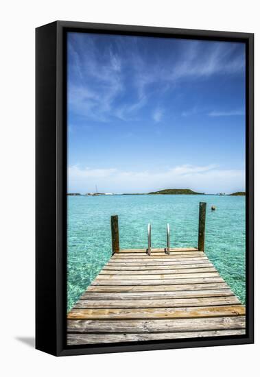 Dock , Staniel Cay, Exuma, Bahamas-James White-Framed Stretched Canvas