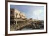 Dock with the Column of San Marco and Doges Palace, Venice, 1735-null-Framed Premium Giclee Print