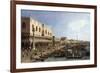 Dock with the Column of San Marco and Doges Palace, Venice, 1735-null-Framed Premium Giclee Print