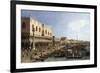 Dock with the Column of San Marco and Doges Palace, Venice, 1735-null-Framed Premium Giclee Print