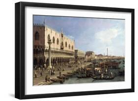Dock with the Column of San Marco and Doges Palace, Venice, 1735-null-Framed Art Print