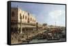 Dock with the Column of San Marco and Doges Palace, Venice, 1735-null-Framed Stretched Canvas