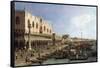 Dock with the Column of San Marco and Doges Palace, Venice, 1735-null-Framed Stretched Canvas