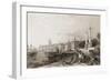 Dock Workers and Citizens along the Port at Bordeaux-null-Framed Giclee Print