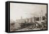 Dock Workers and Citizens along the Port at Bordeaux-null-Framed Stretched Canvas