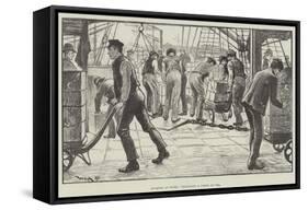 Dockers at Work, Unloading a Cargo of Tea-William Douglas Almond-Framed Stretched Canvas